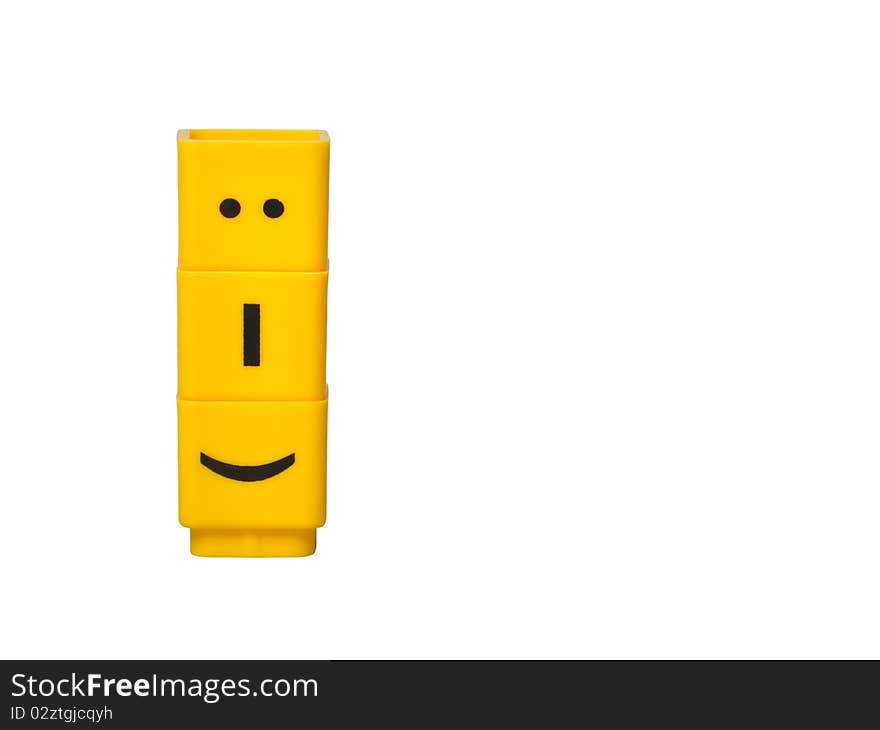 Three yellow cubes built like as smiling face. Three yellow cubes built like as smiling face