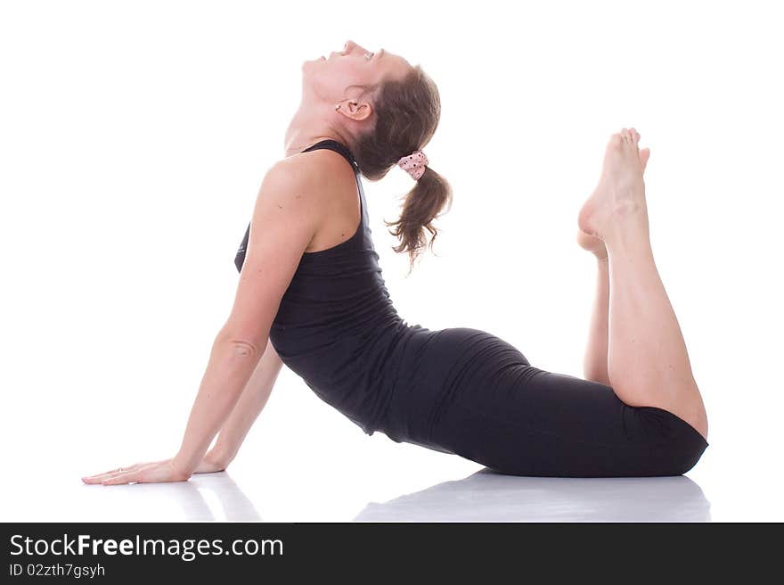 Gymnast girl on white background