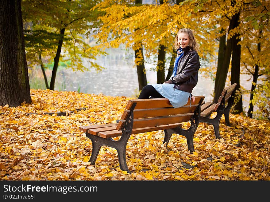 Girl in autumn park