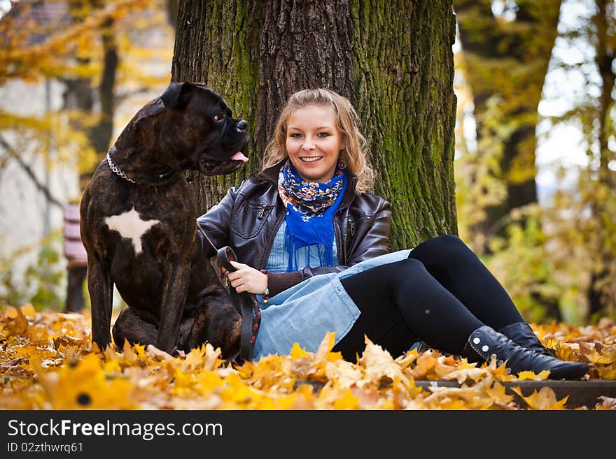 Girl in autumn park