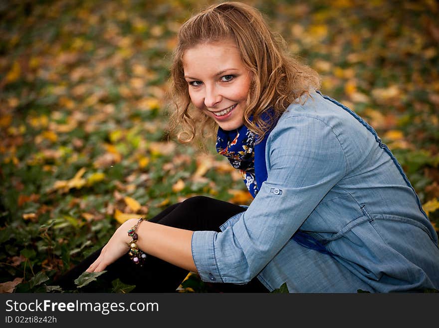 Girl in autumn park