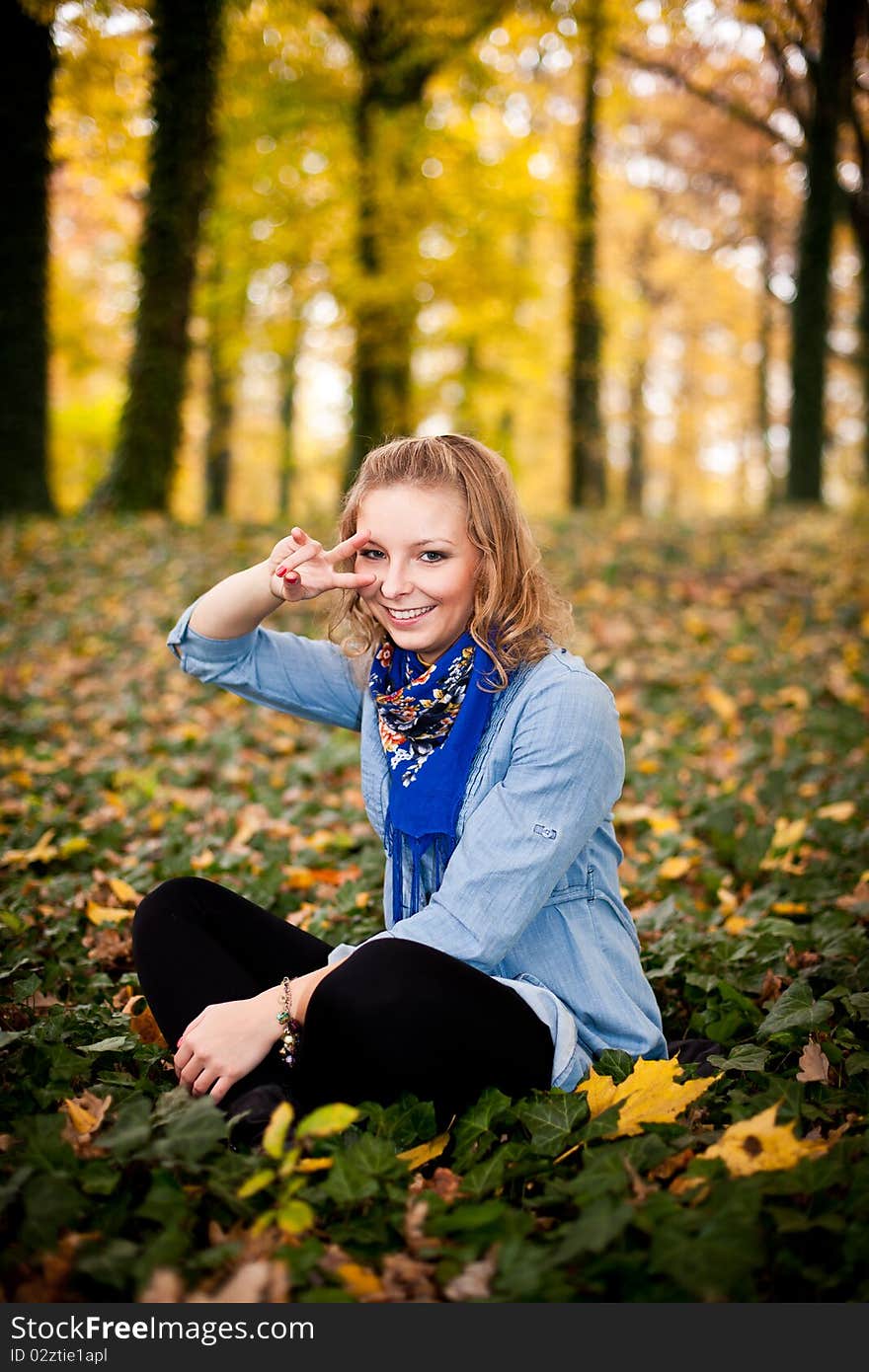 Girl in autumn park