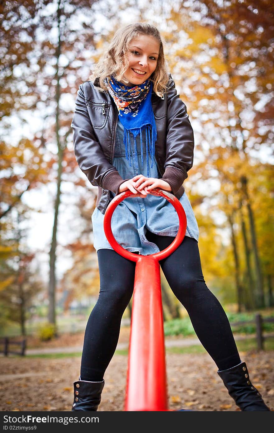 Girl in autumn park