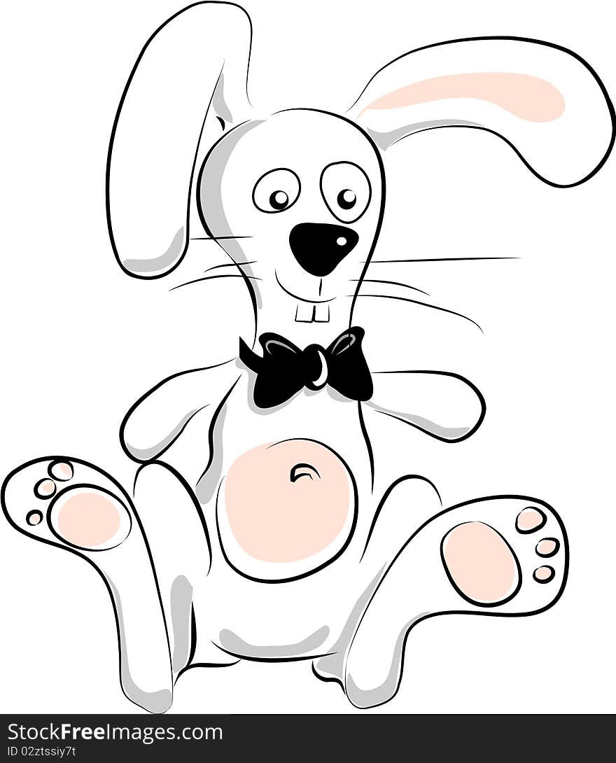 Smiling white rabbit with  tie-butterfly. Smiling white rabbit with  tie-butterfly