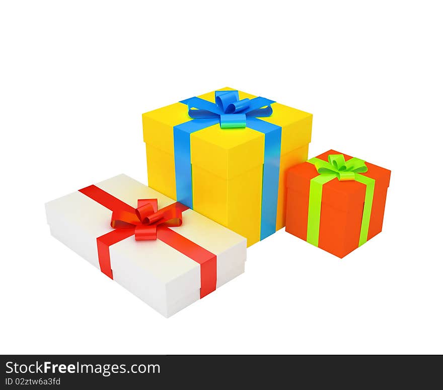 Some multicolored gifts isolated on white background