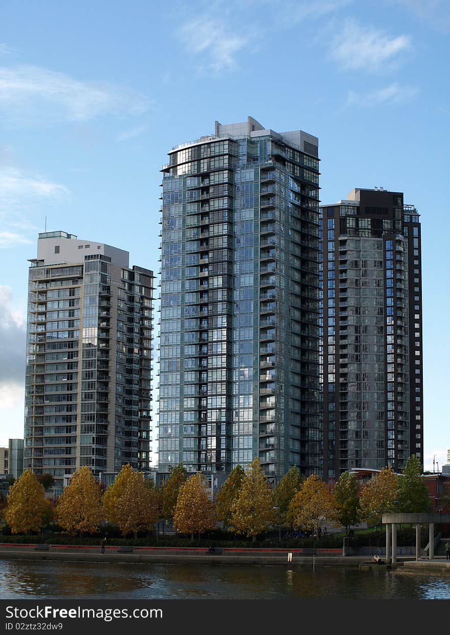 Vancouver Canada cityscape with towers and sky.