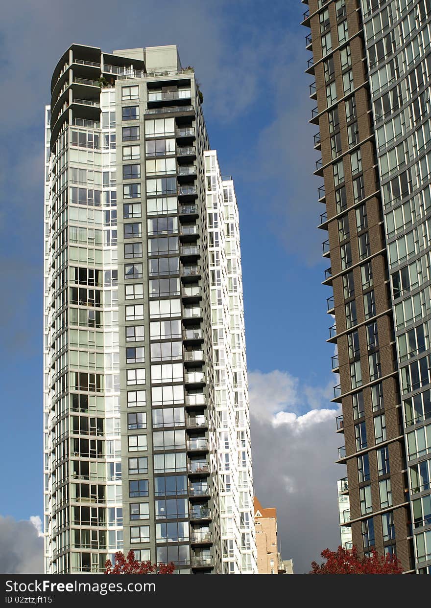 Vancouver Canada cityscape with towers and sky.