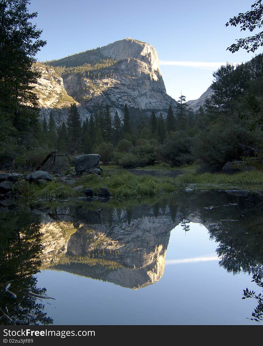 Mirror Lake, Yosemite National Park in the morning.