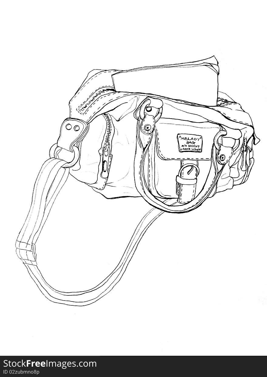 This is a pair of sketch, insided the picture is my handbag.Line drawing. This is a pair of sketch, insided the picture is my handbag.Line drawing.