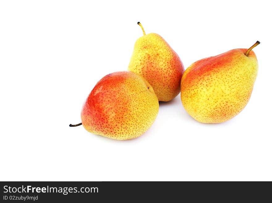 Ripe pears isolated on white background.