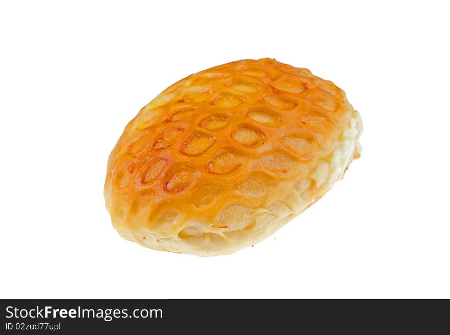 Curry bread on white background