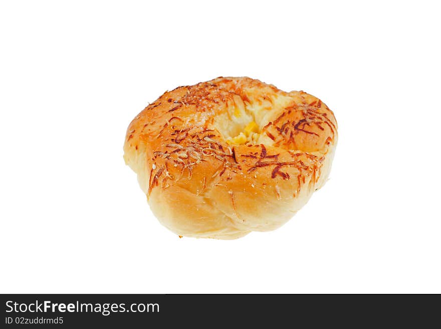 Cheese bread on white background