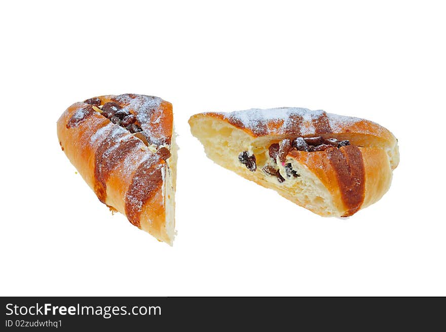 Chocolate bread on white background