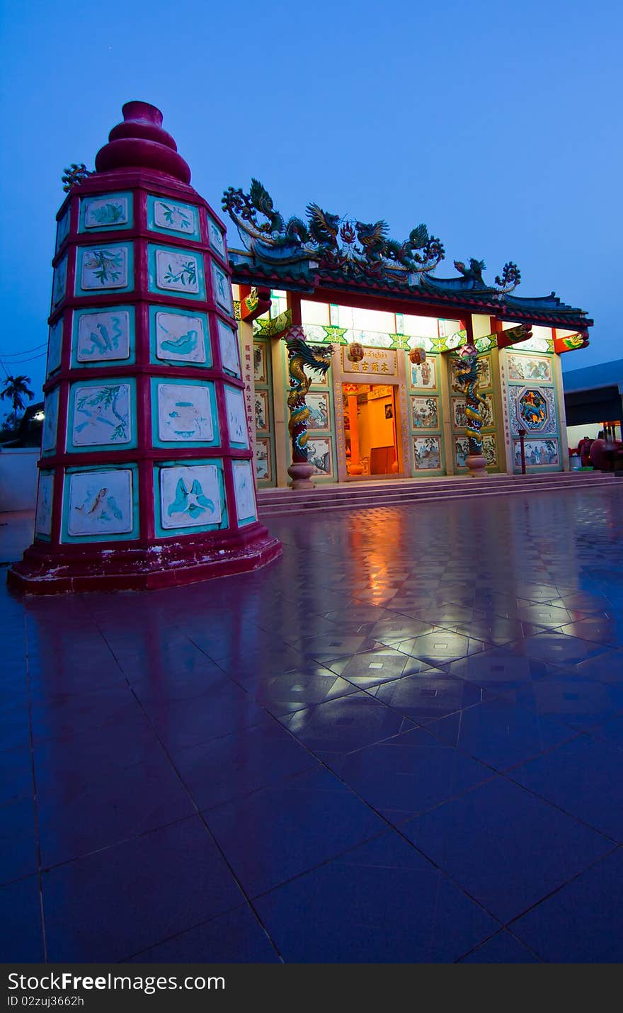 Shrine at Sunset in China and Thailand. Shrine at Sunset in China and Thailand.