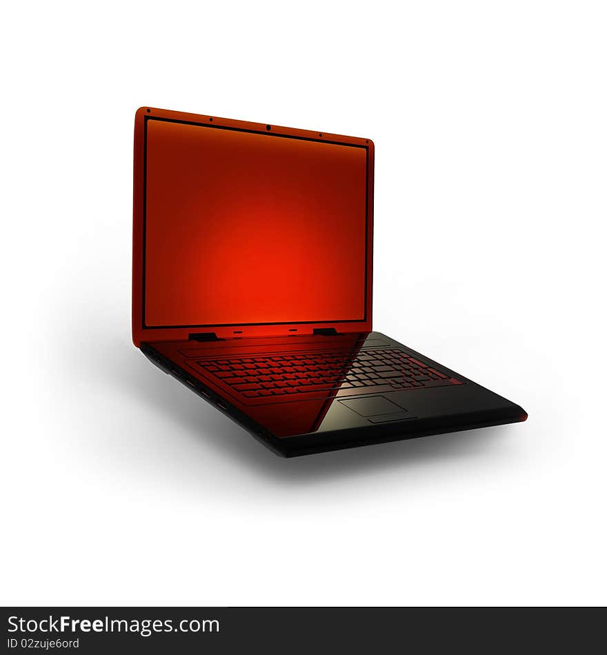 Laptop on white isolated. 3d render