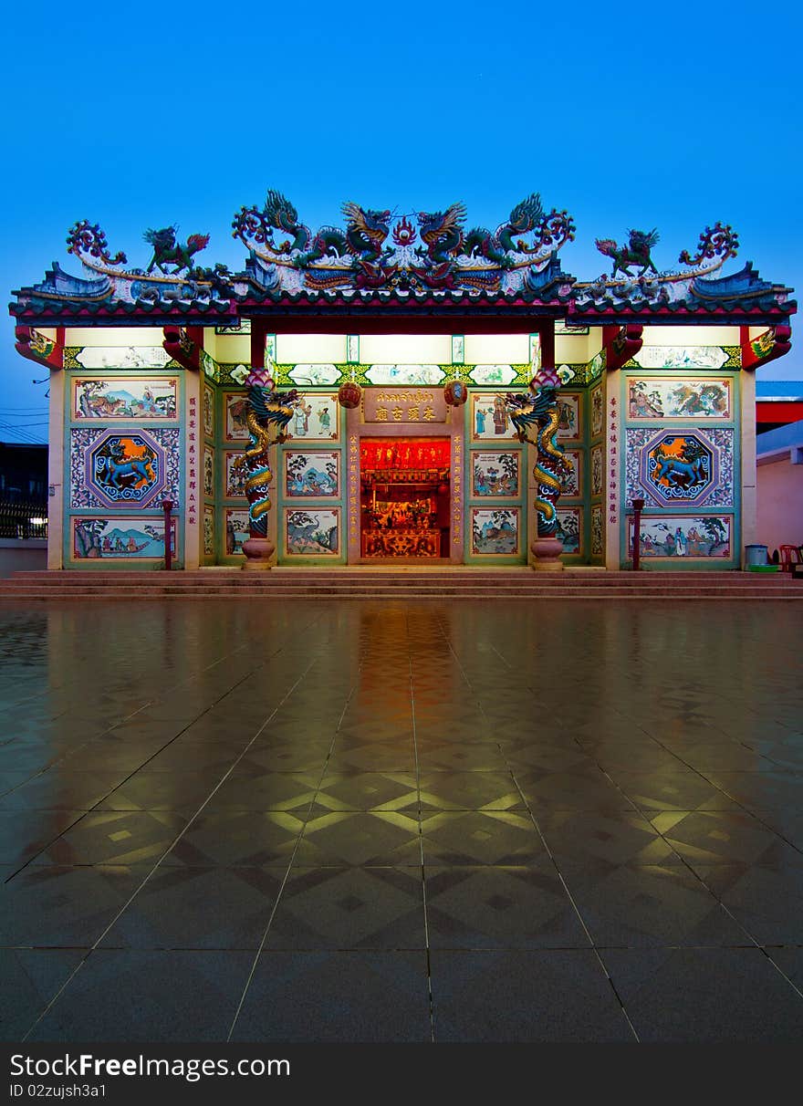 Shrine at Sunset in China and Thailand. Shrine at Sunset in China and Thailand.