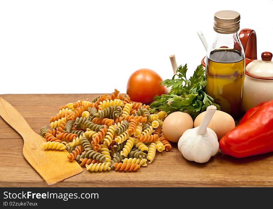 Ingredients and spaghetti