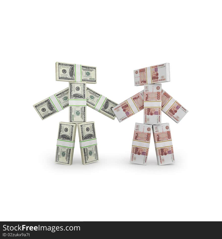 Money human on white isolated. 3d render