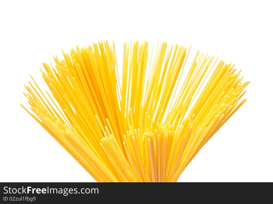 A bunch of spaghetti on white background