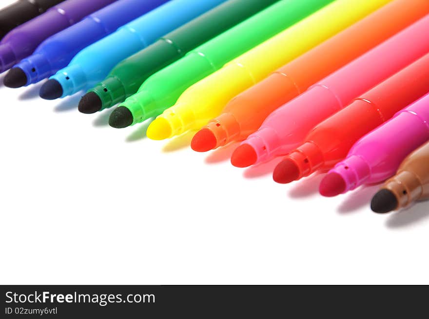 Colored marker pen isolated on white background