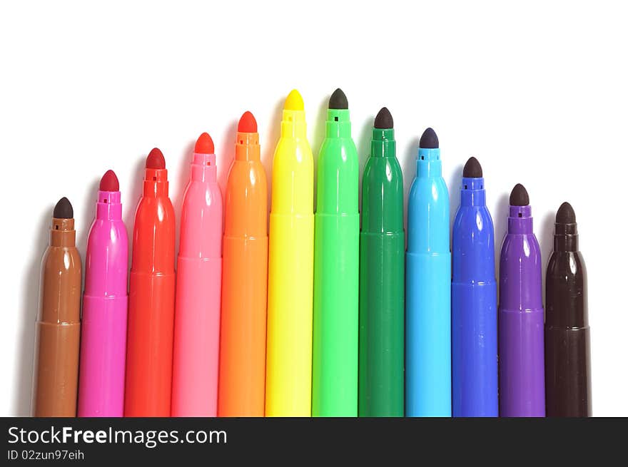 Colored marker pen isolated on white background