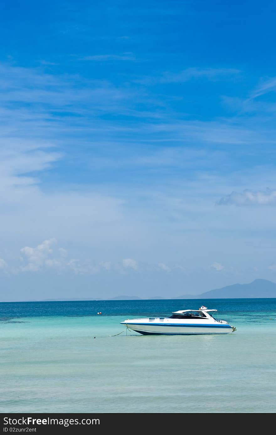 White boat on the sea