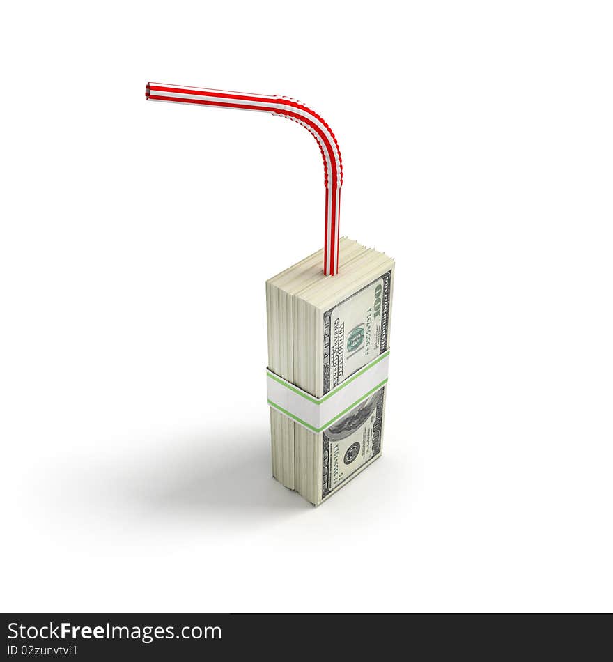 Money with tubule white isolated. 3d render