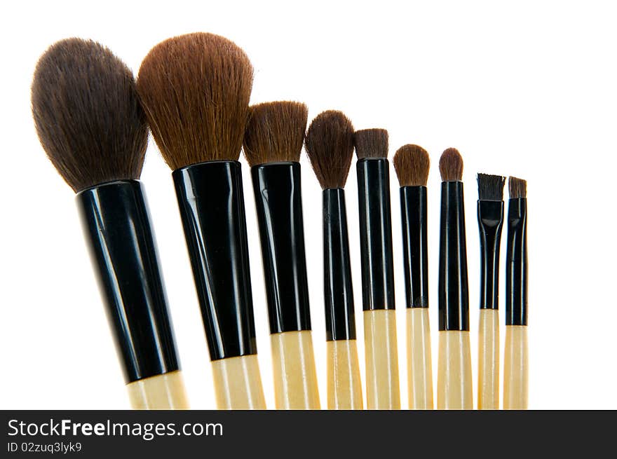 Make-up brushes isolated on white background