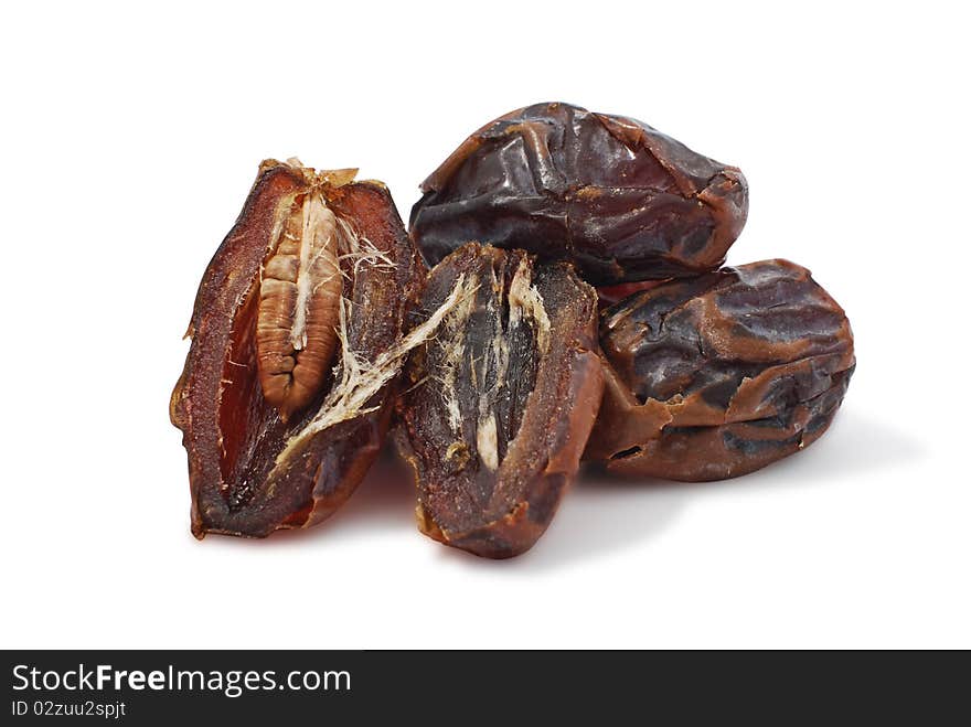 Large dried dates on the isolated background