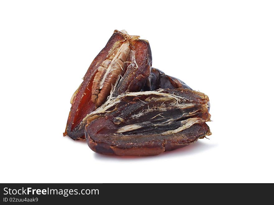 Large dried dates on the isolated background