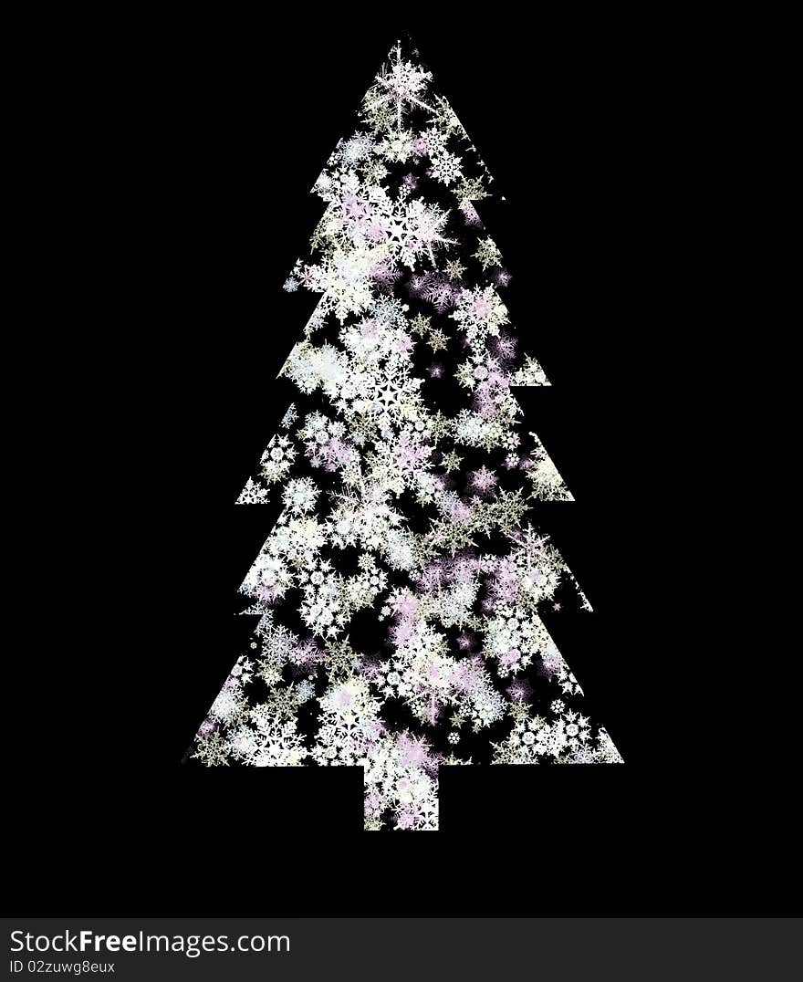 Snowflakes tree in dark background. Snowflakes tree in dark background