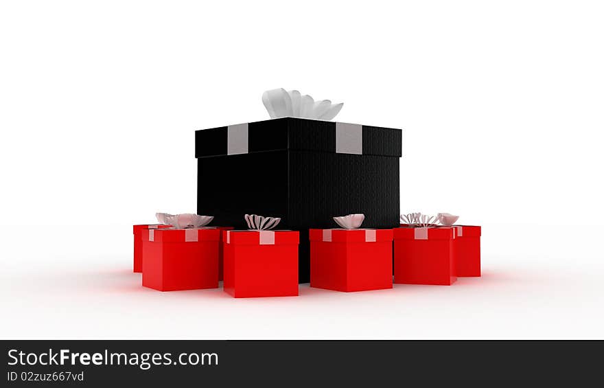 Picture of beautiful gift boxes over white background