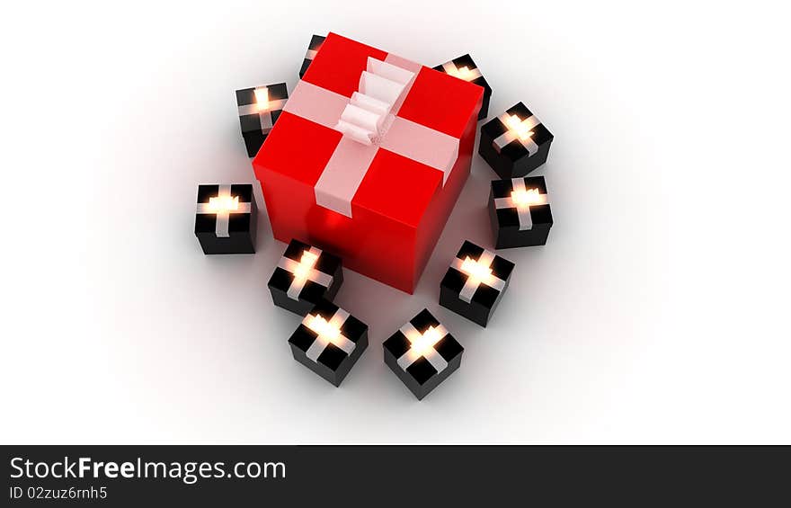 Presents - 3d render, isolated on a white background