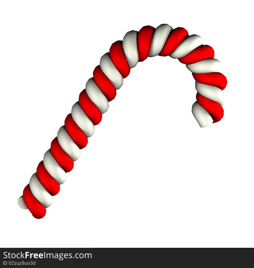 Sweet red Candy cane on white background