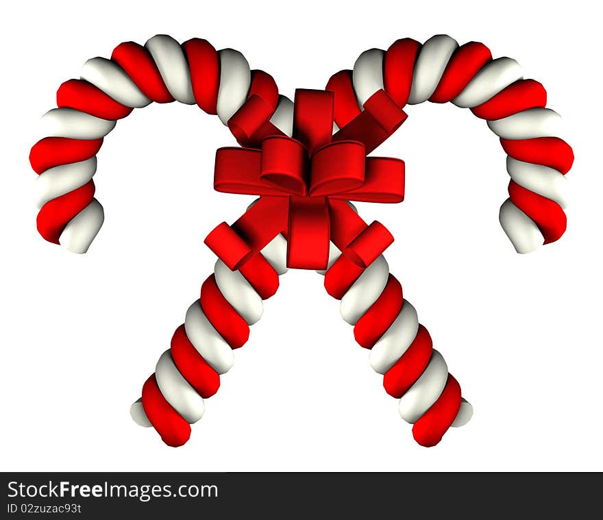 Candy Cane On White Background