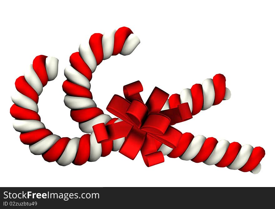 Candy Cane On White Background