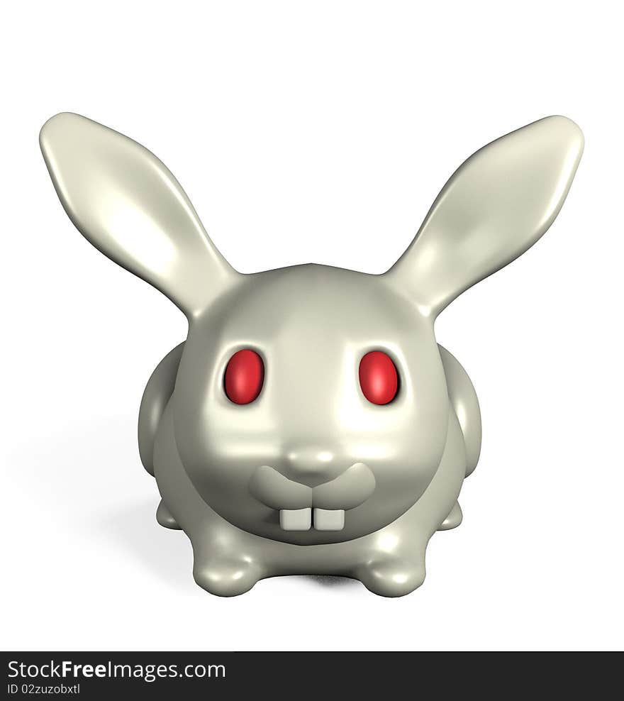 3d A fanny rabbit on white background