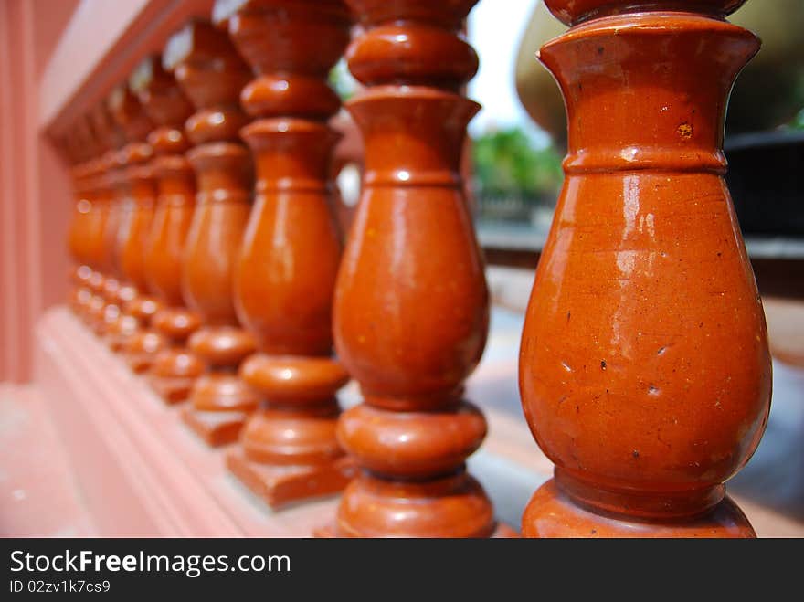 Thai temple fence in WAT LUANG PAO IEE. Thai temple fence in WAT LUANG PAO IEE.