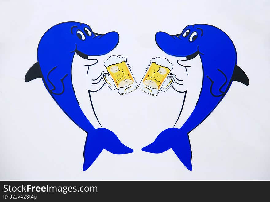 There are two shark drink beer.