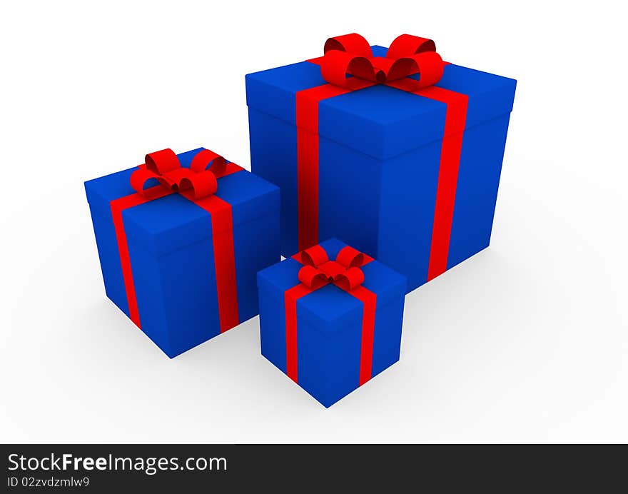 3d Blue Red White Gift Box