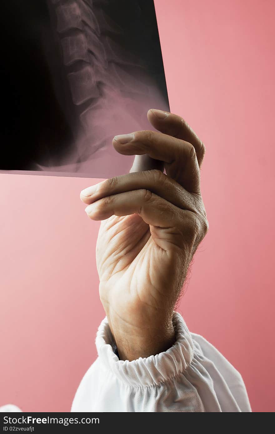 Doctor's hand holding x-ray, indoors