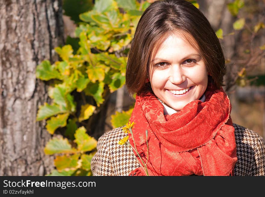 Beautiful Young Woman In The Park