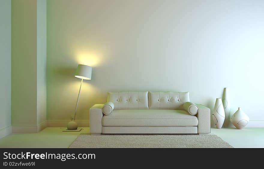 A gray 3d interior composition. A gray 3d interior composition