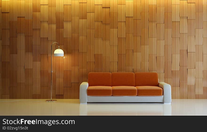 A modern 3d interior composition