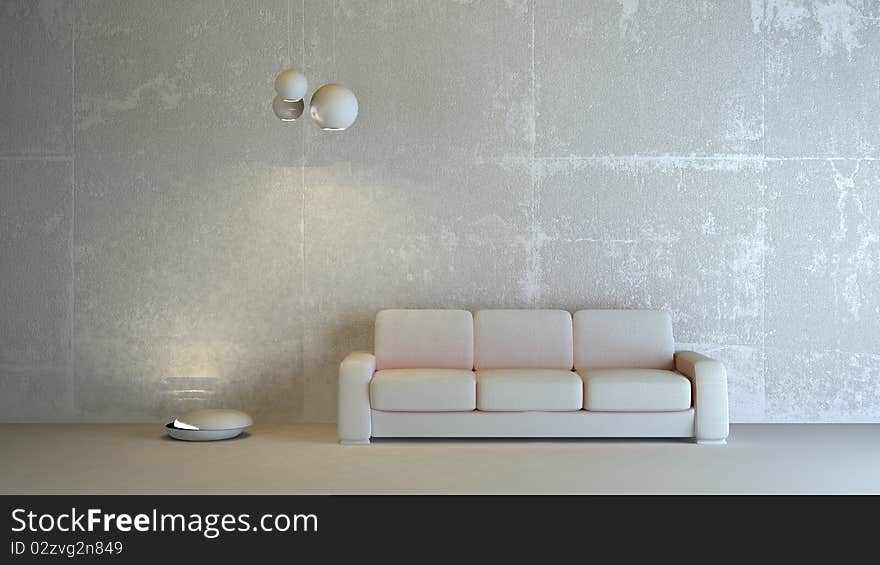 A gray 3d interior composition. A gray 3d interior composition