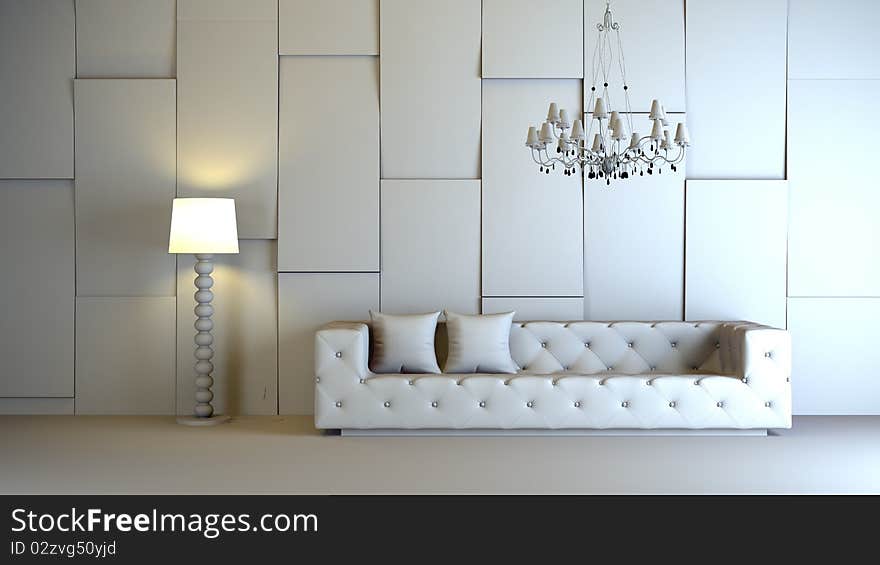 A gray 3d interior composition. A gray 3d interior composition