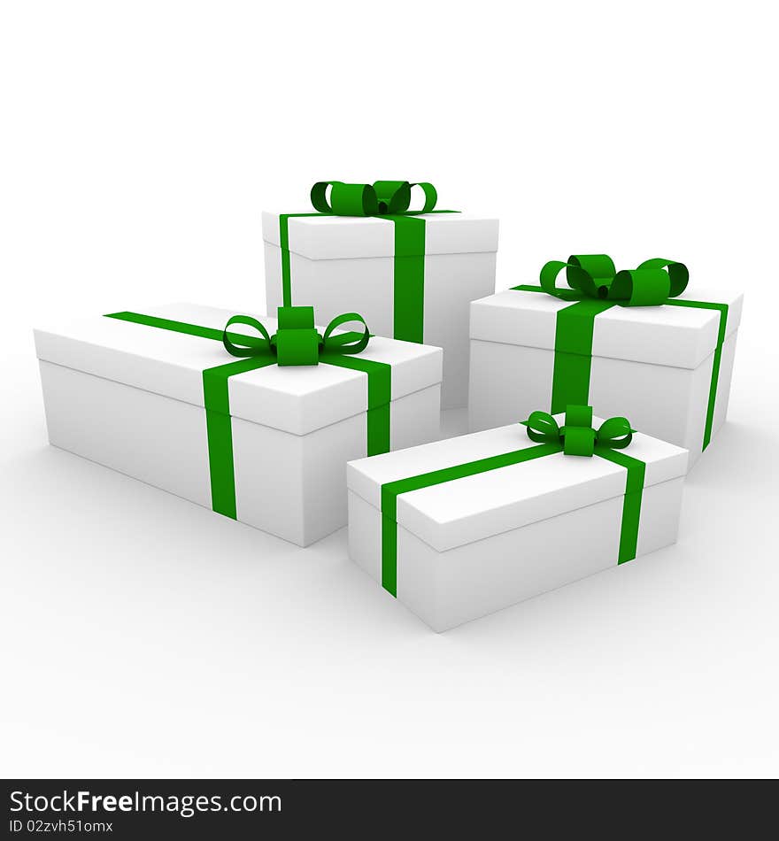 3d green white gift box