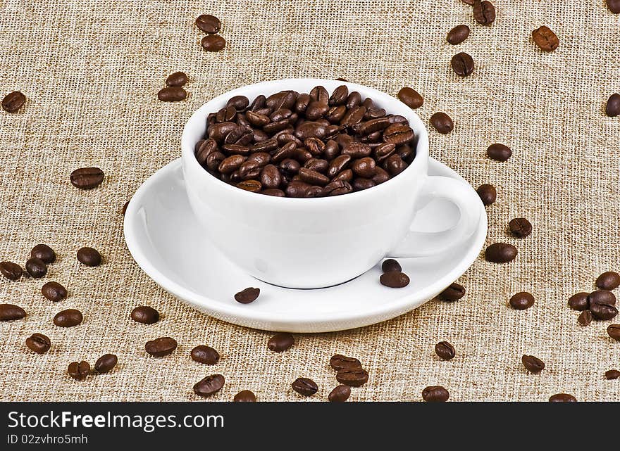 Cup of coffee beans