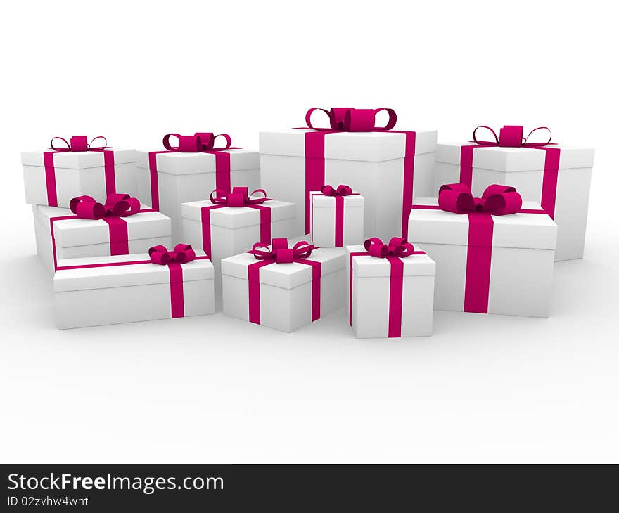 3d pink white gift box