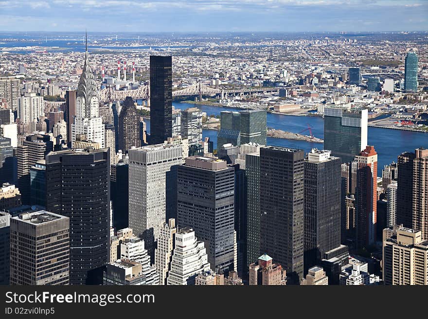 The New York City Manhattan panorama with Queens